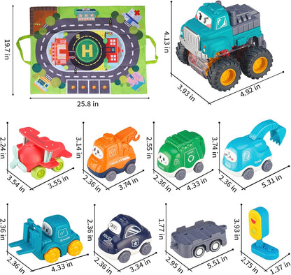 ALASOU Baby Truck Car Toys with Tractor-Trailor and Playmat/Storage Bag|1st Birthday Gifts for Toddler Toys Age 1-2|Baby Toys for 1 Year Old Boy|1 2 Year Old Boy Birthday Gift for Infant Toddlers