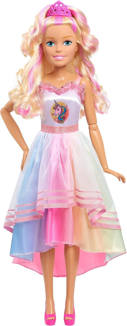 Just Play Barbie 28-inch Best Fashion Friend Unicorn Party Doll, Blonde Hair, Kids Toys for Ages 3 Up, Amazon Exclusive