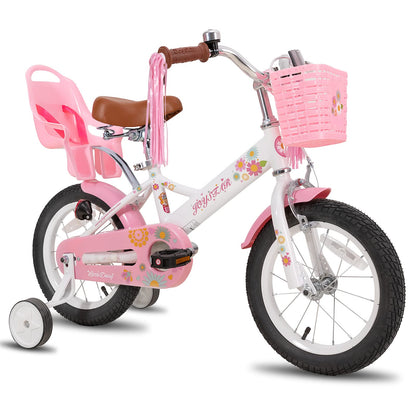 JOYSTAR Little Daisy Kids Bike for Girls Ages 2-12 Years, 12 14 16 20 Inch Princess Girls Bicycle with Doll Bike Seat, Training Wheels, Basket and Streamers, Kids Cycle Bikes, Multiple Colors