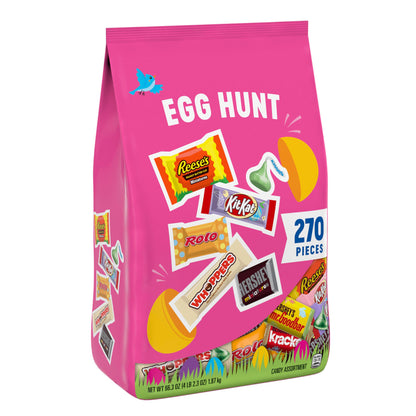 HERSHEY's Assorted Flavored, Easter Basket Easter Candy Variety Bag, 66.3 oz (270 Pieces)