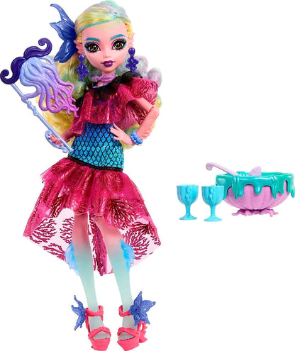 Monster High Lagoona Blue Doll in Monster Ball Party Dress with Themed Accessories Like Balloons