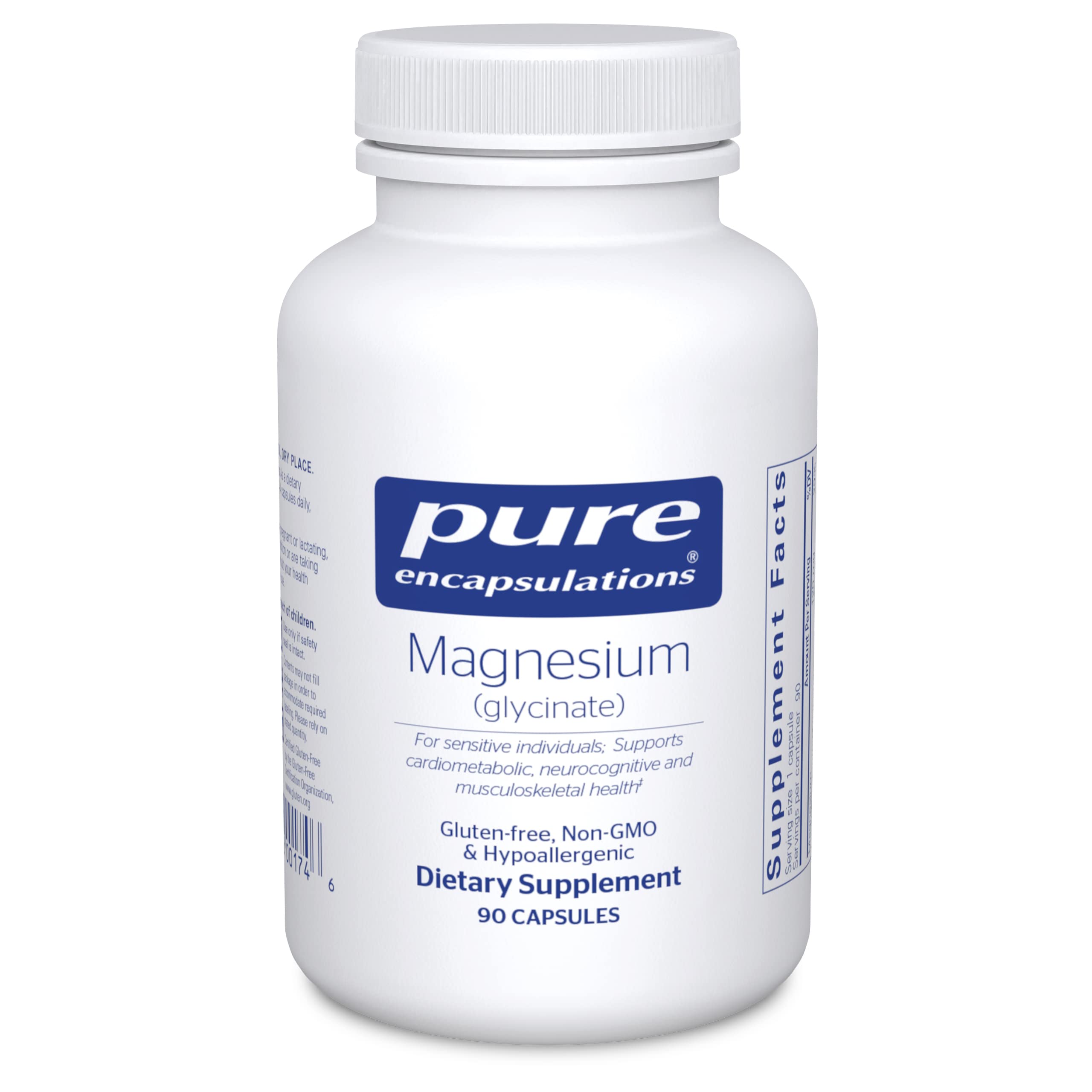 Pure Encapsulations Magnesium (Glycinate) - Supplement to Support Stress Relief, Sleep, Heart Health, Nerves, Muscles, and Metabolism* - with Magnesium Glycinate - 90 Capsules