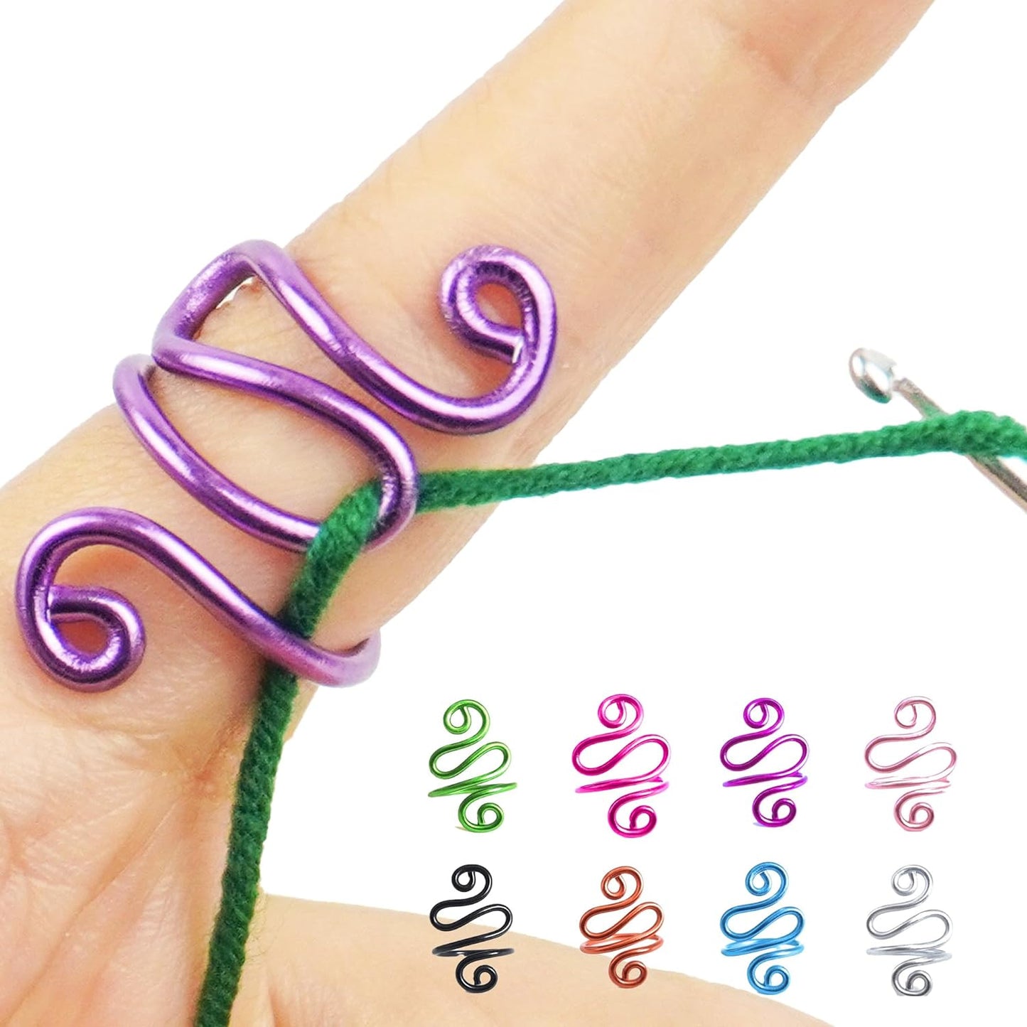 Handmade Crochet Tension Ring, Lefties & Righties Yarn Tension Control Ring, Adjustable Companion Ring, Gift for Crocheters Knitters, Mom, Valentines Day Gifts For Her (Size 7-10, Purple)
