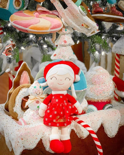 Gloveleya Christmas Dolls Baby Girl Gifts Soft Plush Santa Girl Toy Red 16"