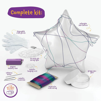 3D Light-up String Art Kit for Kids - Star Lantern Making Kit w/ 20 LEDs - Kids Gifts - Crafts Set for Girls and Boys Ages 8-12 Kid - DIY Arts & Craft Kits for Age 8, 9, 10, 11, 12 Year Old Girl Gift