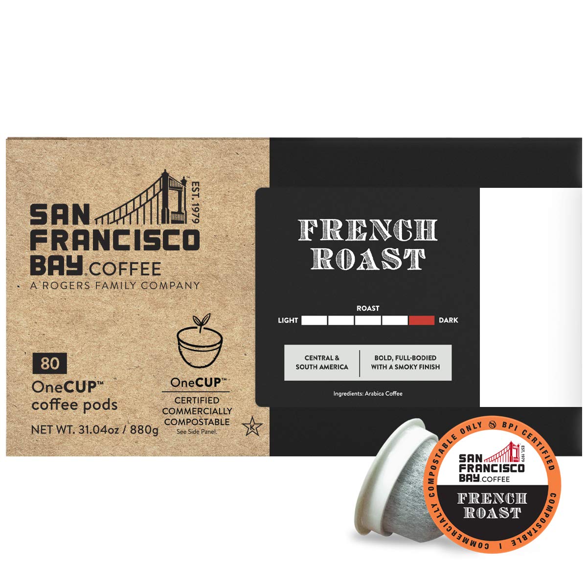San Francisco Bay Compostable Coffee Pods - French Roast (80 Ct) K Cup Compatible including Keurig 2.0, Dark Roast