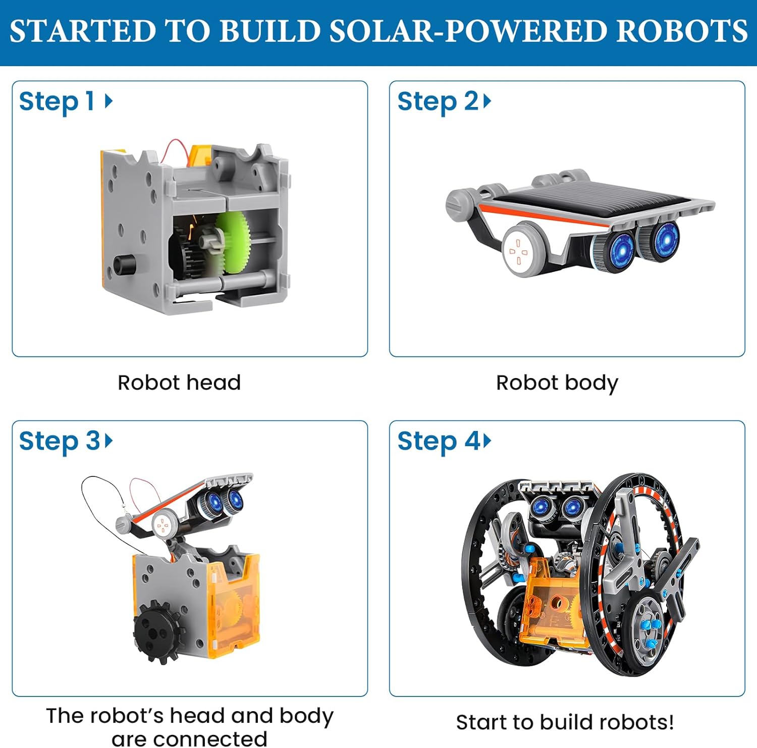 Playsheek 13-in-1 STEM Projects Solar Robot Toy for Kids Ages 8 9 10 11 12 Years Old, Building Science Educational Toys Birthday Gift for Kids Boys Girls (Grey)