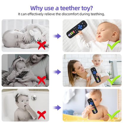 Chuya Baby Teether Toy Chew Toy for Babies 0-24 Months TV Remote Control Shape Teething Relief Baby Toys for Infants (Black)