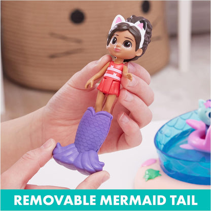 Gabby’s Dollhouse, Purr-ific Pool Playset with Gabby and MerCat Figures, Color-Changing Mermaid Tails and Pool Accessories Kids Toys for Ages 3 and Up