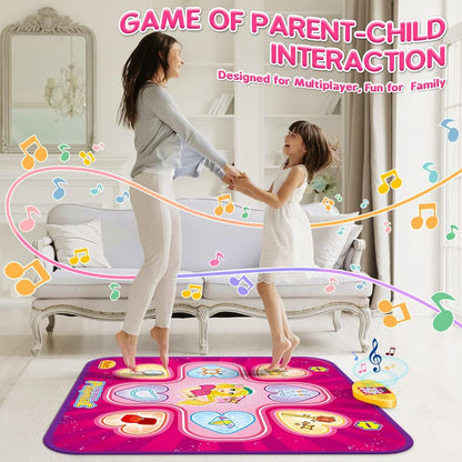 Dance Mat, Toys for 3 4 5 6 7 8+ Year Old Girls, Electronic Musical Play Mats Dance Pad with LED Light, Dance Game Toy Gift for Kids, 7 Game Modes, Christmas Birthday Gifts for Age 3-10 Year Old Girls