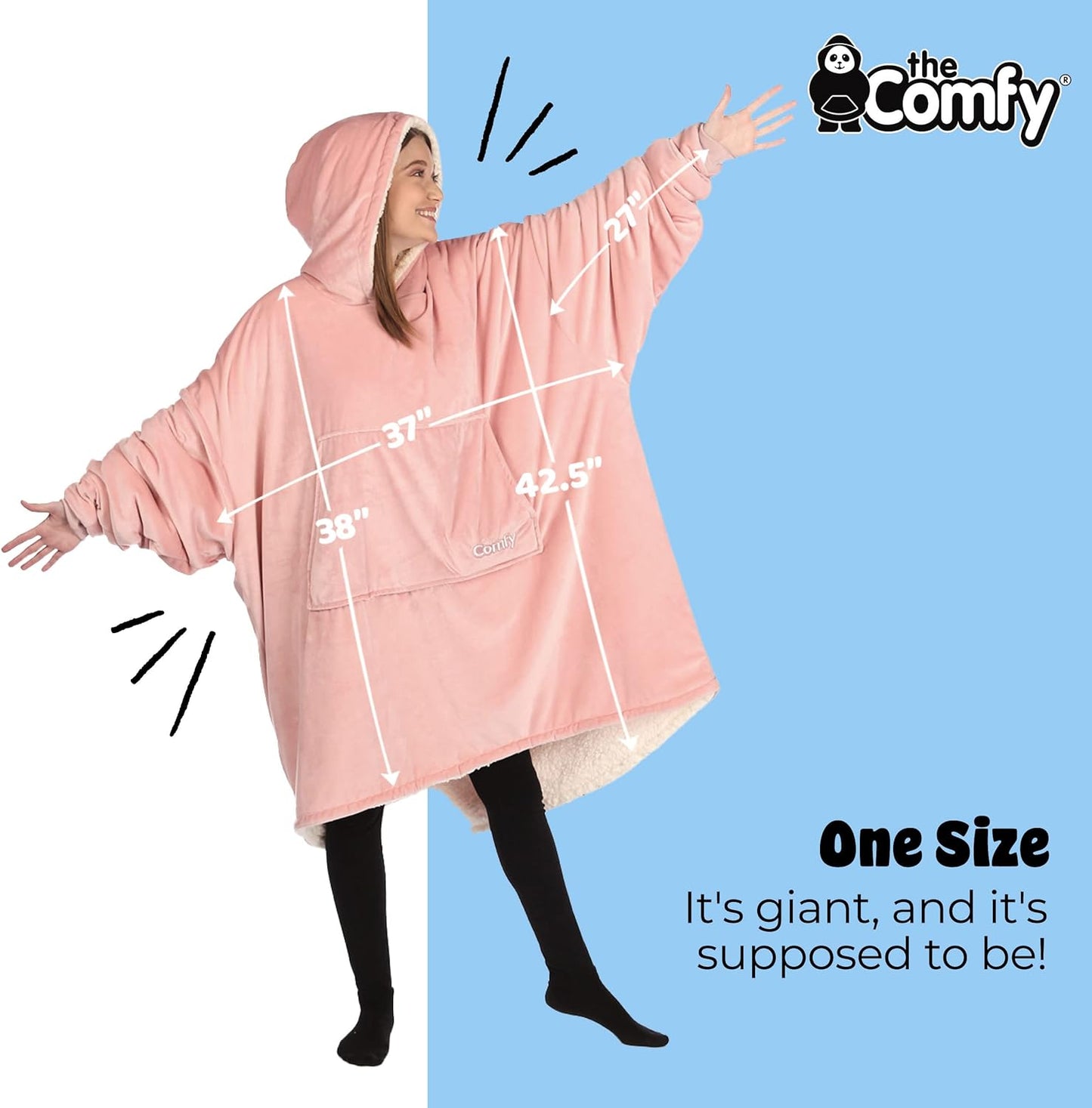 THE COMFY Original | Oversized Microfiber & Sherpa Wearable Blanket, Seen On Shark Tank, One Size Fits All