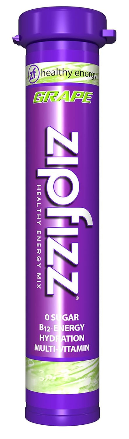 Zipfizz Energy Drink Mix, Electrolyte Hydration Powder with B12 and Multi Vitamin, Grape (20 Pack)