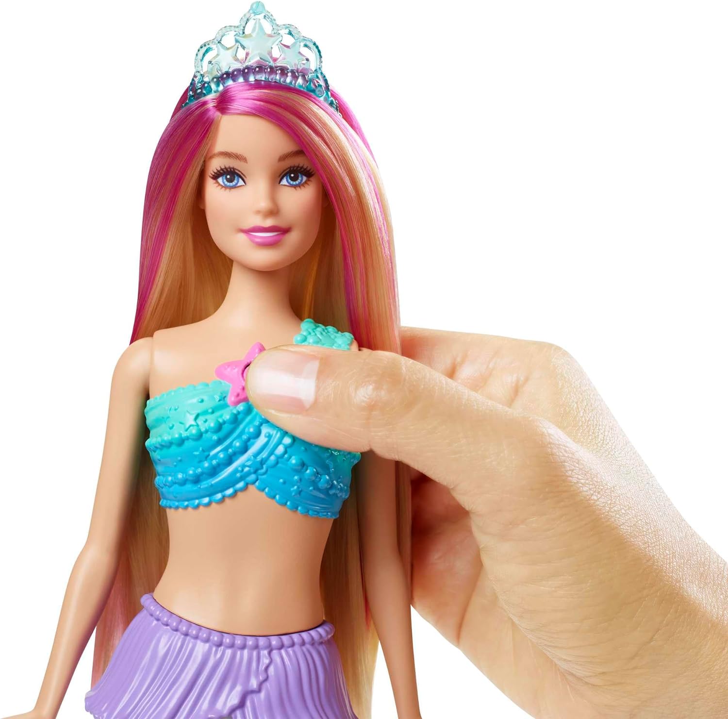 Barbie Mermaid Doll with Water-Activated Twinkle Light-Up Tail, Barbie Dreamtopia Mermaid Toys, Pink-Streaked Hair