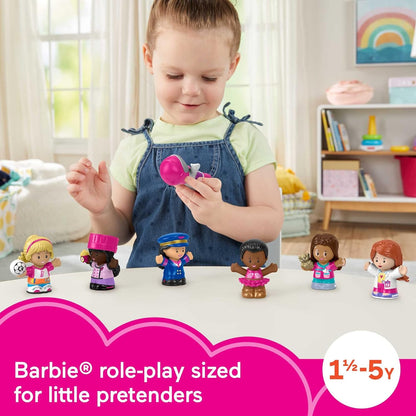 Fisher-Price Little People Barbie Toddler Toys,You Can Be Anything Figure Pack,7 Characters for Pretend Play Ages 18+ Months