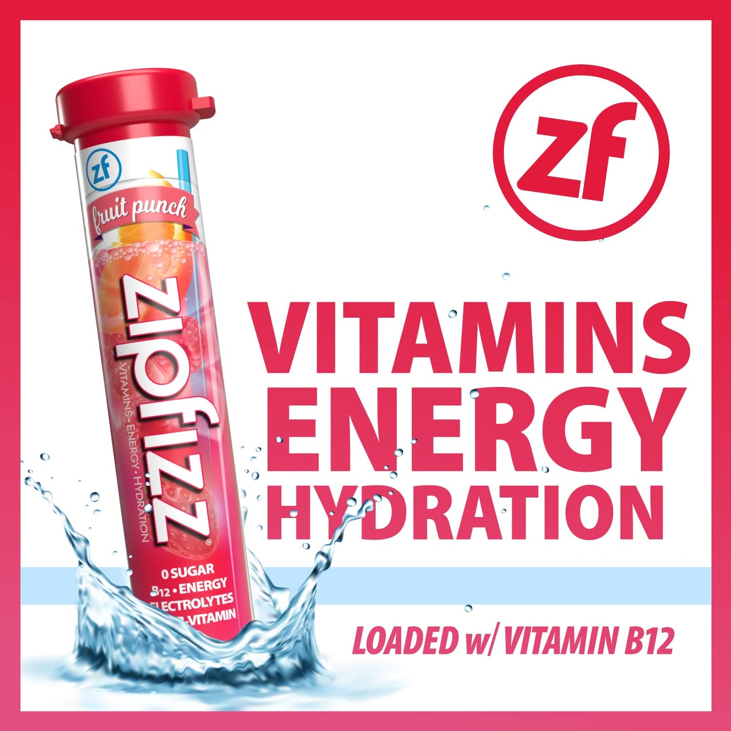 Zipfizz Energy Drink Mix, Electrolyte Hydration Powder with B12, Antioxidants, Electrolytes and Multi Vitamin, Fruit Punch (Pack of 20)