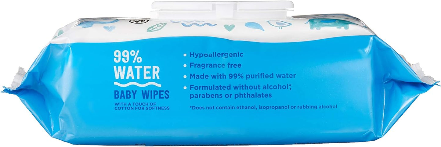 Amazon Brand - Mama Bear 99% Water Baby Wipes, Hypoallergenic, Fragrance Free, 432 Count (6 Packs of 72)