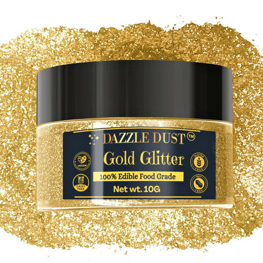 Gold Edible Glitter For Drinks, Gold Sprinkles For Cake Decorating, Cocktails, Gold Luster Dust Edible Glitter For Cakes