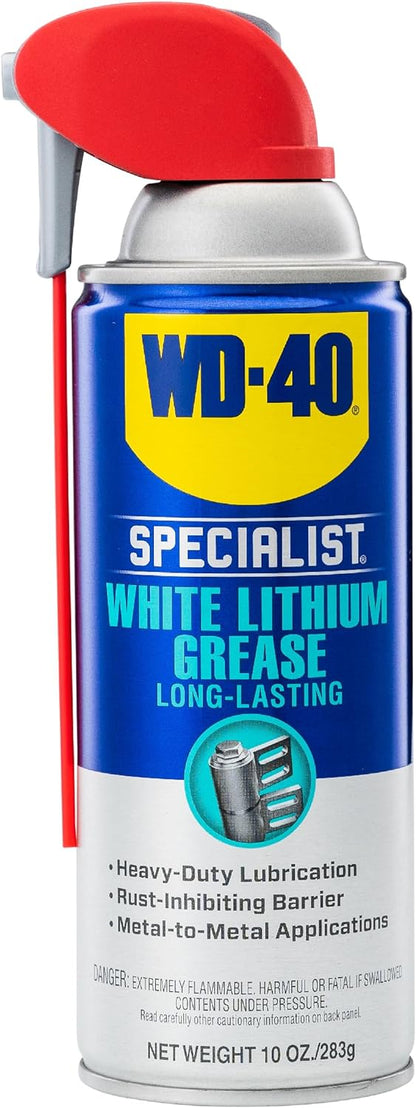 WD-40 Specialist White Lithium Grease Spray with SMART STRAW SPRAYS 2 WAYS, 10 OZ