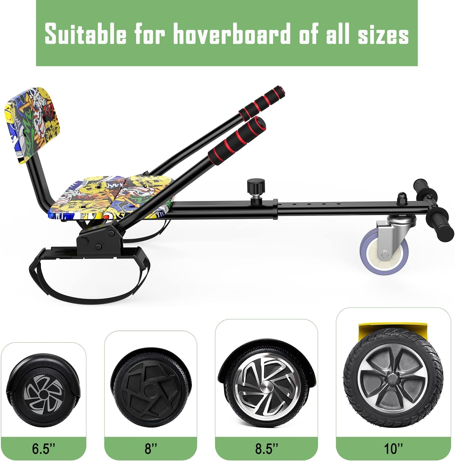 UNI-SUN Hoverboard, Hoverboard with Seat Attachment, Self Balancing Scooter with LED Lights, Hoverboards for Kids