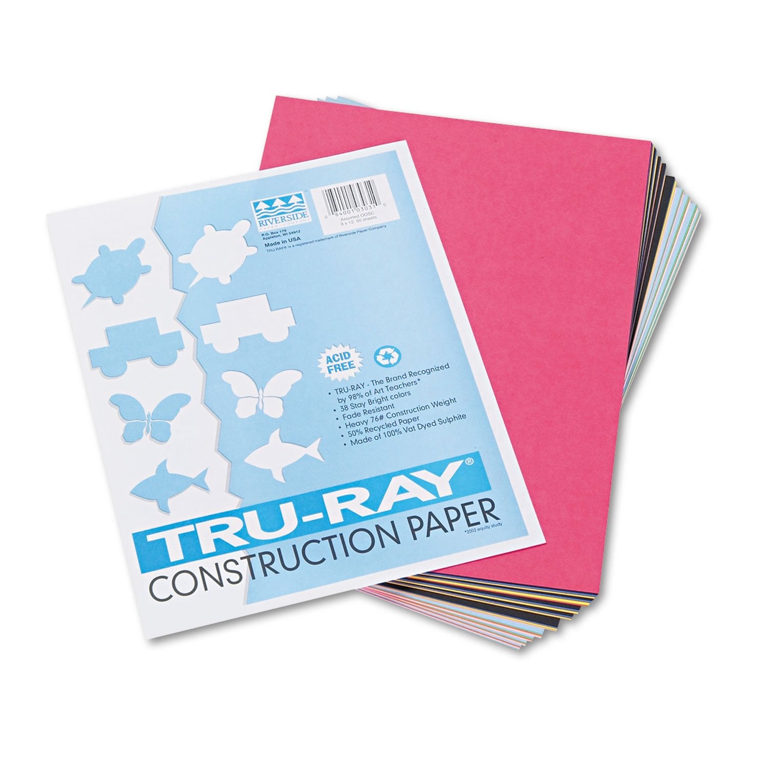 Tru-Ray Construction Paper P103031, 10 Classic Colors, 9" x 12", 50 Sheets