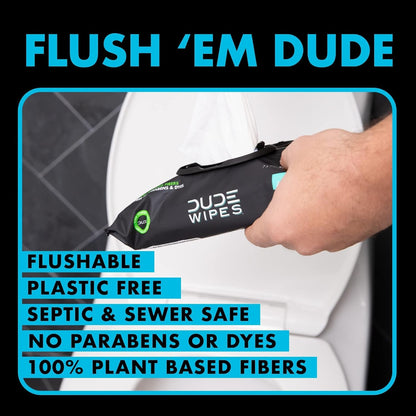 DUDE Wipes - Flushable Wipes Stocking Stuffers - 1 Pack, 48 Wipes - Unscented Extra-Large Adult Wet Wipes - Vitamin-E & Aloe for at-Home Use - Septic and Sewer Safe