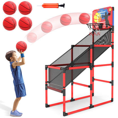 Kids Basketball Hoop Arcade Game W/Electronic Scoreboard Cheer Sound, Basketball Hoop Indoor Outdoor W/4 Balls, Basketball Game Toys Gifts for Kids 3-6 5-7 8-12 Toddlers Boys Girls