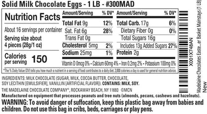 Madelaine Chocolates Easter Eggs (1 LB) Candy Solid Premium Milk Chocolate Foiled In A Variety Of and Floral Colors - Traditional Basket Mainstays