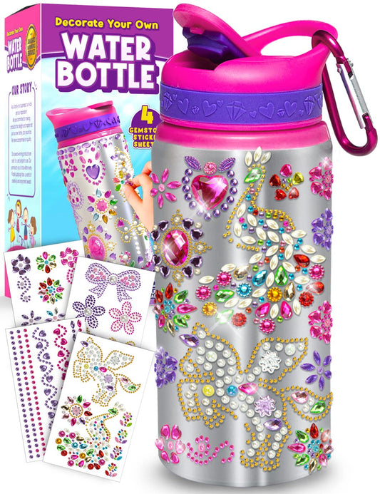 PURPLE LADYBUG Decorate Your Own Water Bottle for Girls - 6 7 8 Year Old Girl Gifts, Girls Christmas Gifts, & Birthday Gifts for Girls - Arts and Crafts for Kids Ages 6-8 Girls, Girl Toys Age 6-7