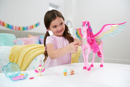 Barbie Pink Barbie Pegasus with 10 Accessories Including Puppy, Winged Horse Toys with Lights and Sounds, Barbie A Touch of Magic (Amazon Exclusive)