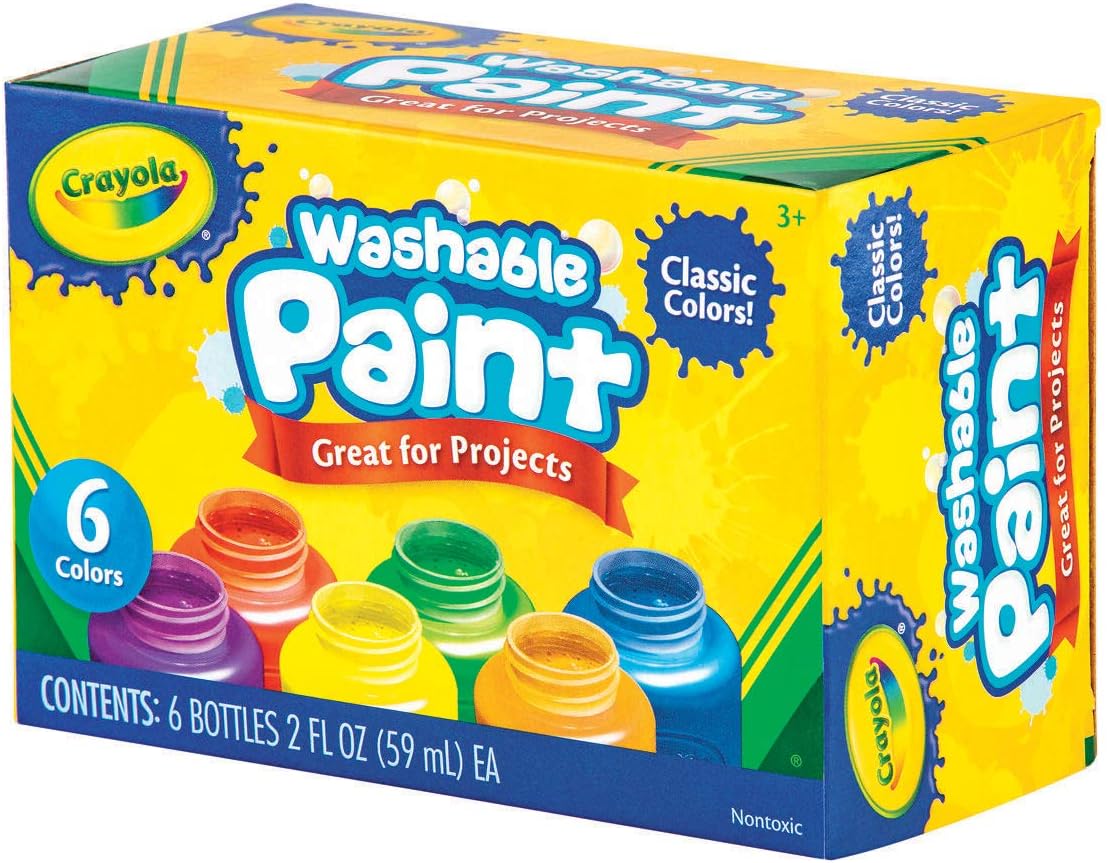Crayola Washable Kids Paint, 6 Count, Kids At Home Activities, Painting Supplies, Gift, Assorted