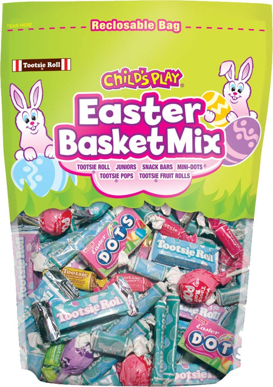 Tootsie Roll Childs Play Easter Basket Bulk Individually Wrapped Candy Assortment Mix in Resealable Bag, 24.6 oz