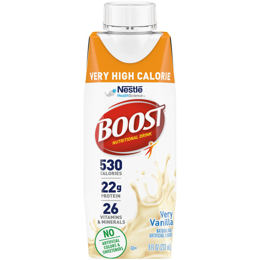 Boost Very High Calorie Vanilla Nutritional Drink – 22g Protein, 530 Nutrient Rich Calories, 8 Fl Oz (Pack of 24)