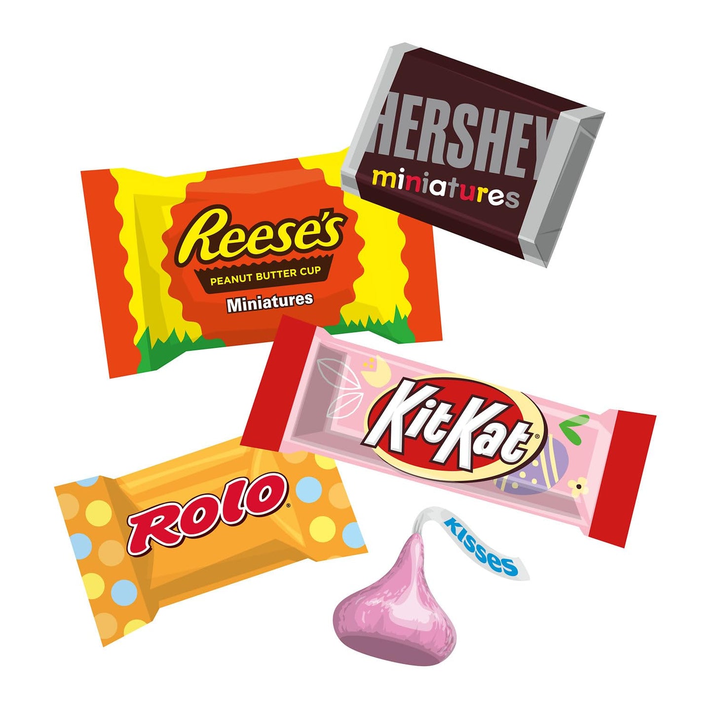 HERSHEY's Assorted Chocolate, Easter Basket Easter Candy Variety Bag, 29.78 oz (120 Pieces)
