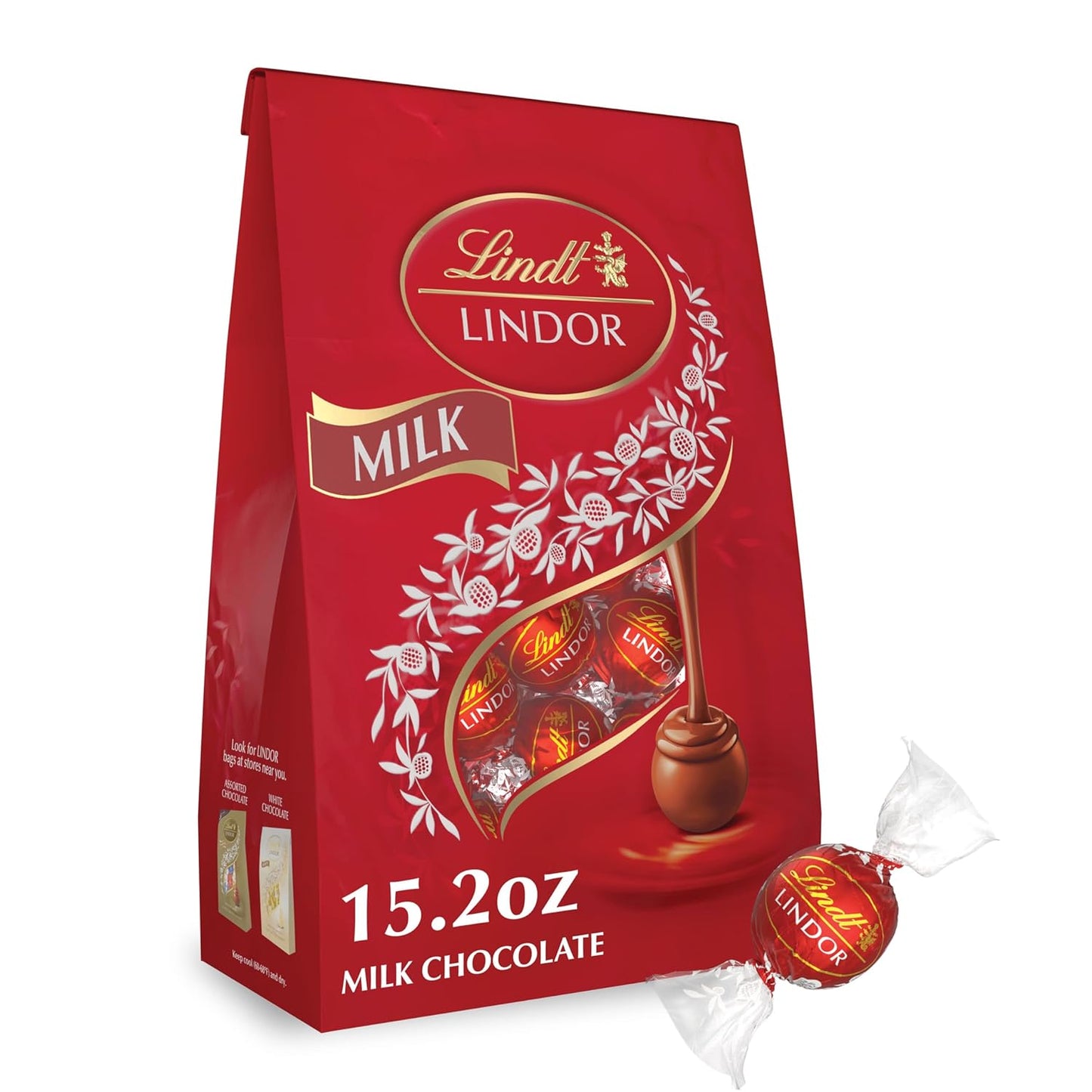 Lindt LINDOR Milk Chocolate Candy Truffles, Easter Chocolate, 15.2 oz. Bag