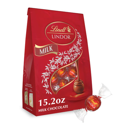 Lindt LINDOR Milk Chocolate Candy Truffles, Easter Chocolate, 15.2 oz. Bag