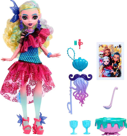 Monster High Lagoona Blue Doll in Monster Ball Party Dress with Themed Accessories Like Balloons