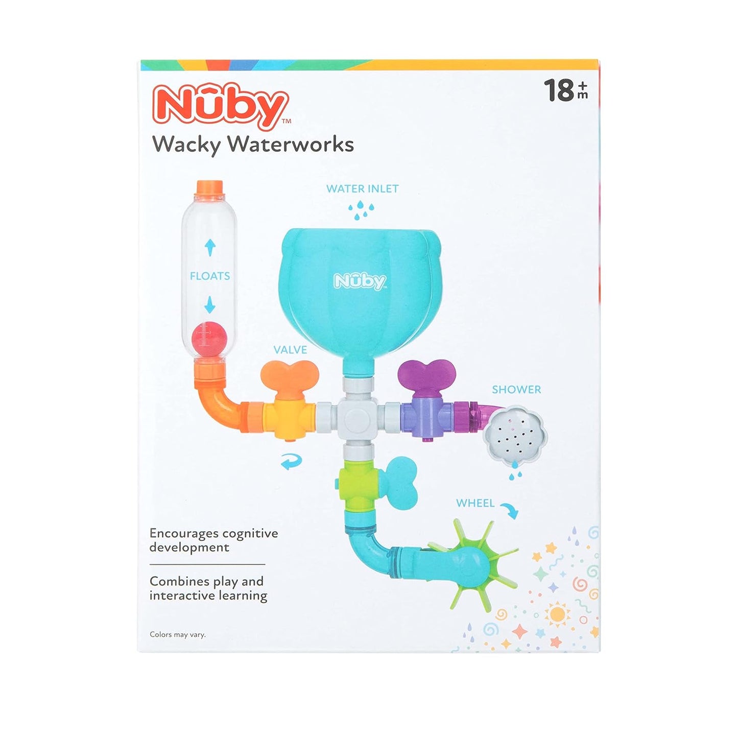 Nuby Wacky Waterworks Pipes Bath Toy with Interactive Features for Cognitive Development