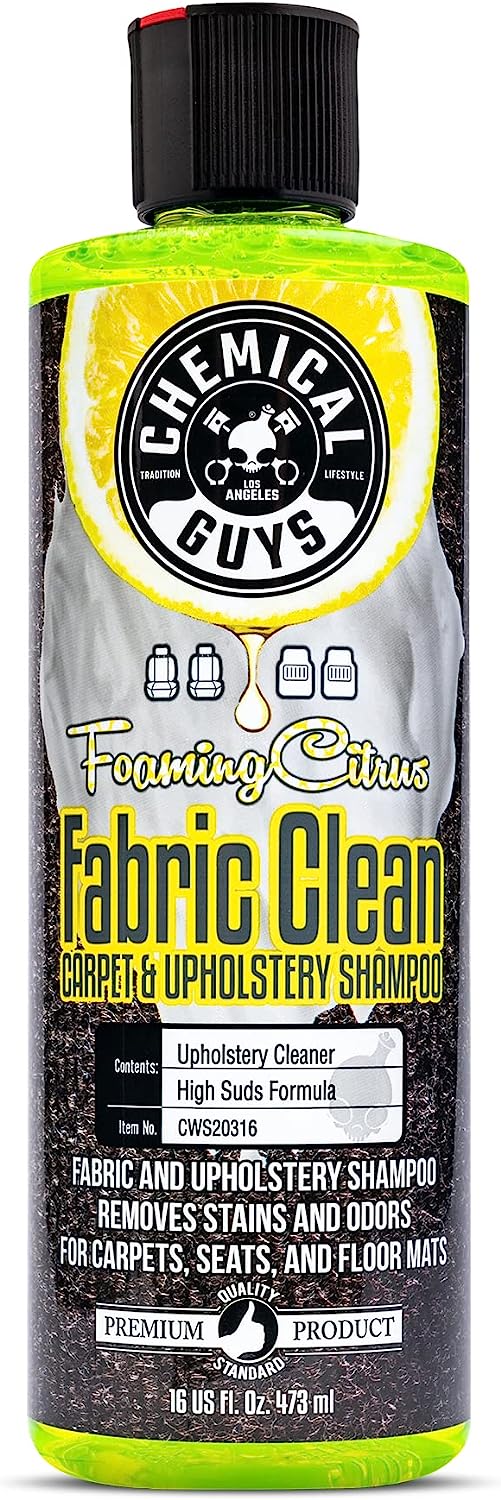 Chemical Guys CWS20316 Foaming Citrus Fabric Clean Carpet & Upholstery Cleaner (Car Carpets, Seats & Floor Mats), Safe for Cars, Home, Office, & More, 16 fl oz, Citrus Scent