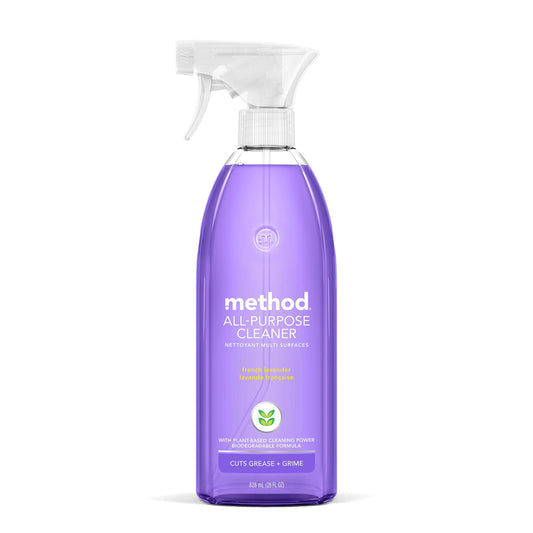 Method All-Purpose Cleaner Spray, French Lavender, Plant-Based and Biodegradable Formula Perfect for Most Counters, Tiles, Stone, and More, 28 oz Spray Bottle, (Pack of 1)