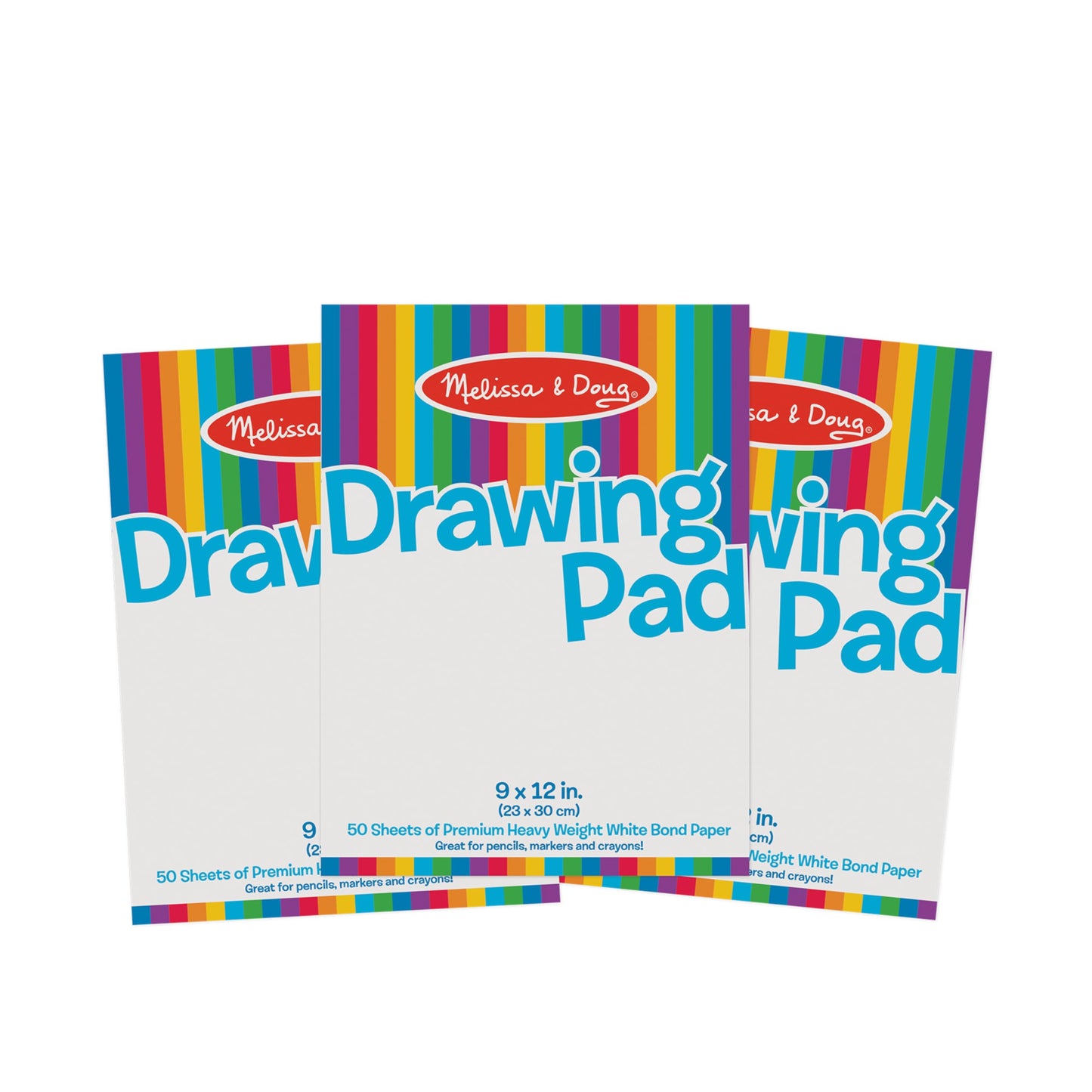 Melissa & Doug Drawing Paper Pad (9 x 12 inches) - 50 Sheets, 3-Pack - Coloring Art Pads For Kids, Toddler Sketch Pads For Ages 3+