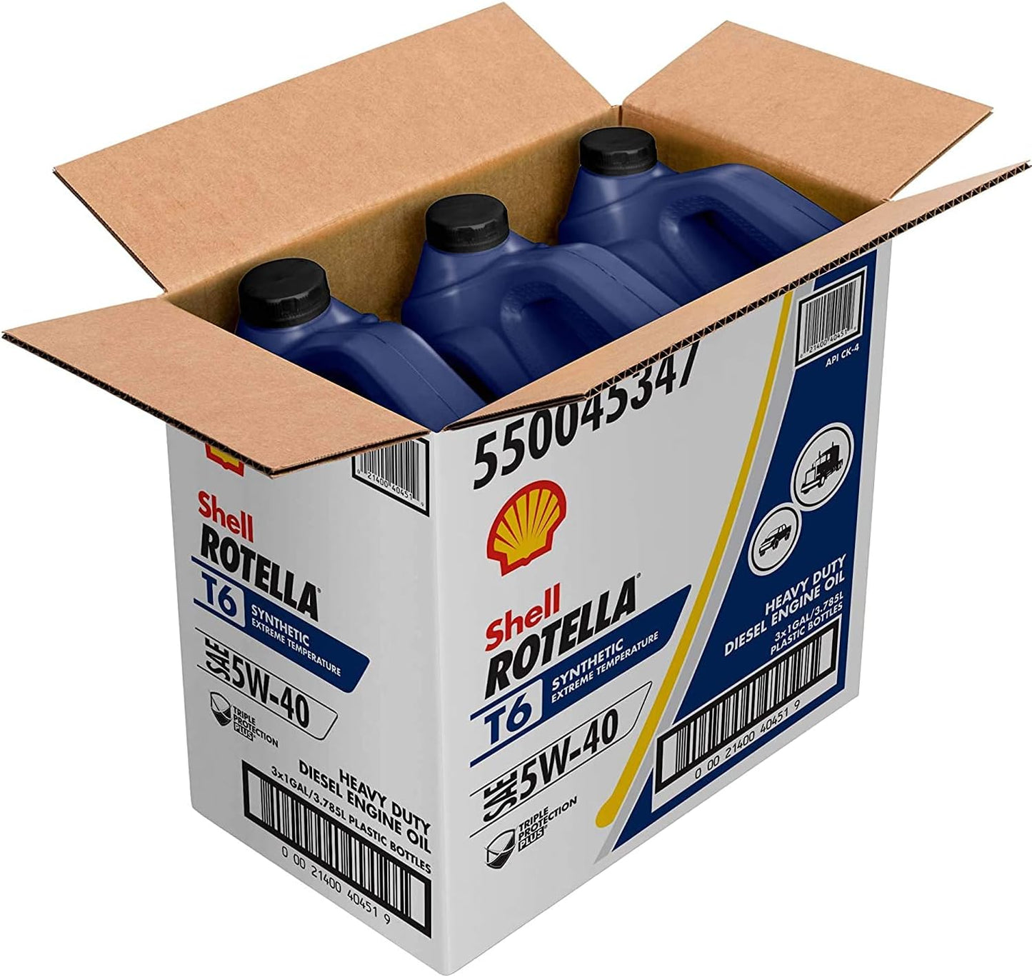 Shell Rotella T6 Full Synthetic 5W-40 Diesel Engine Oil (1-Gallon, Case of 3)