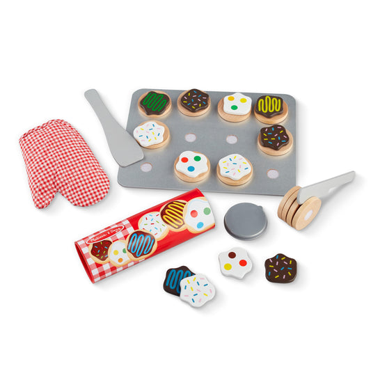 Melissa & Doug Slice and Bake Wooden Cookie Play Food Set - Pretend Cookies And Baking Sheet, Wooden Play Food Set, Toy Baking Set For Kids Ages 3+