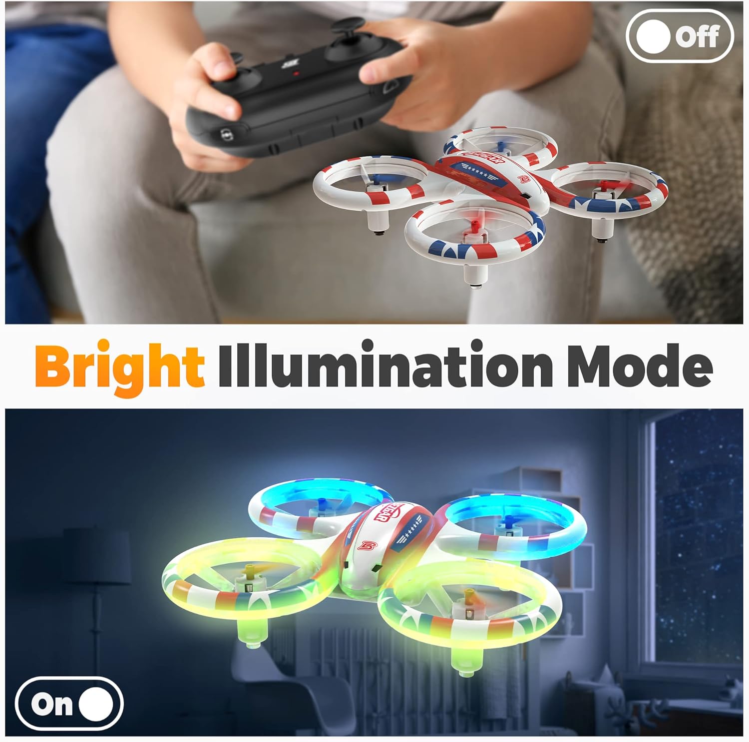 BEZGAR HQ051 Drones for Kids - RC Drone Indoor, LED Remote Control Mini Drone with 3D Flip and 3 Speed Propeller Full Protect Small Drone Quadcopter for Beginners, Easy to fly Gifts for Kids