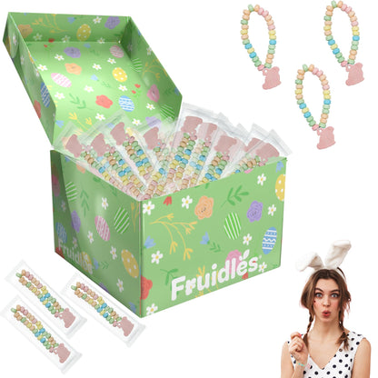 Easter Bunny Candy Bracelet, Multicolor Fruit-Flavored Chewables for Party Favors