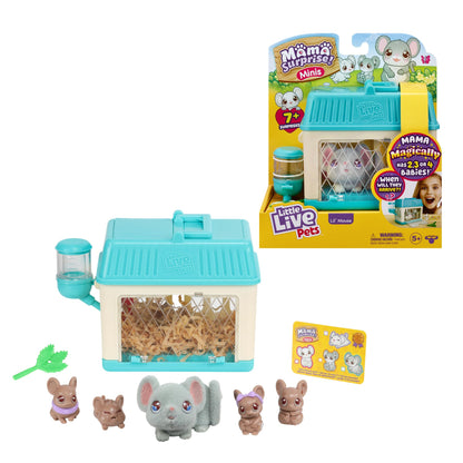 Little Live Pets - Mama Surprise Minis. Feed and Nurture a Lil' Mouse. She has 2, 3, or 4 Babies with Surprise Accessories to Dress Up The Babies for Kids, Ages 5+