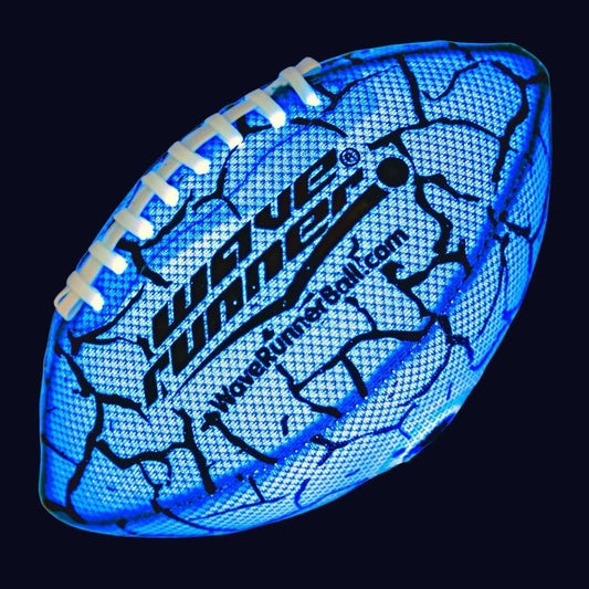 Wave Runner Glow in The Dark LED Light Junior Football, Waterproof Double Laced Football for Night Sports and Games Waterproof Ball for Pool, Beach and Backyard