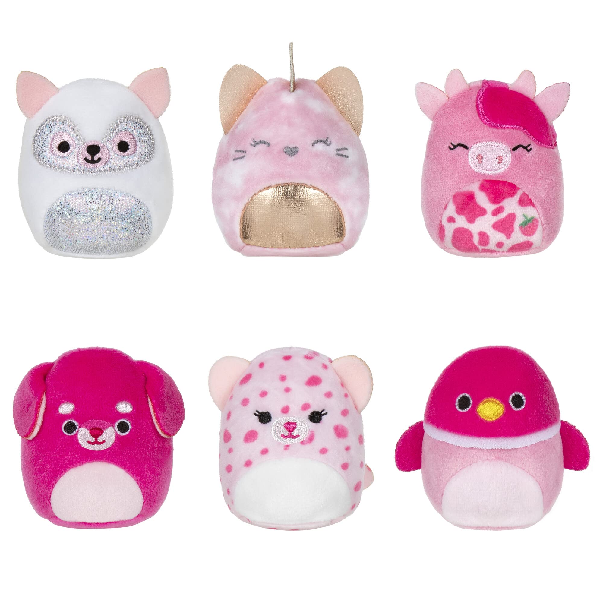 Squishville by Original Squishmallows Perfectly Pink Squad Plush - Six 2-Inch Squishmallows Plush Including Catrine, Della, Lorie, Kaitlyn, Calynda, and 1 Surprise - Toys for Kids