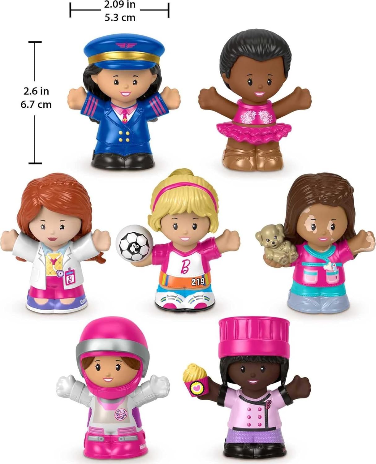 Fisher-Price Little People Barbie Toddler Toys,You Can Be Anything Figure Pack,7 Characters for Pretend Play Ages 18+ Months