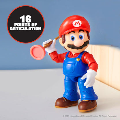 The Super Mario Bros. Movie - 5 Inch Action Figures Series 1 – Mario Figure with Plunger Accessory