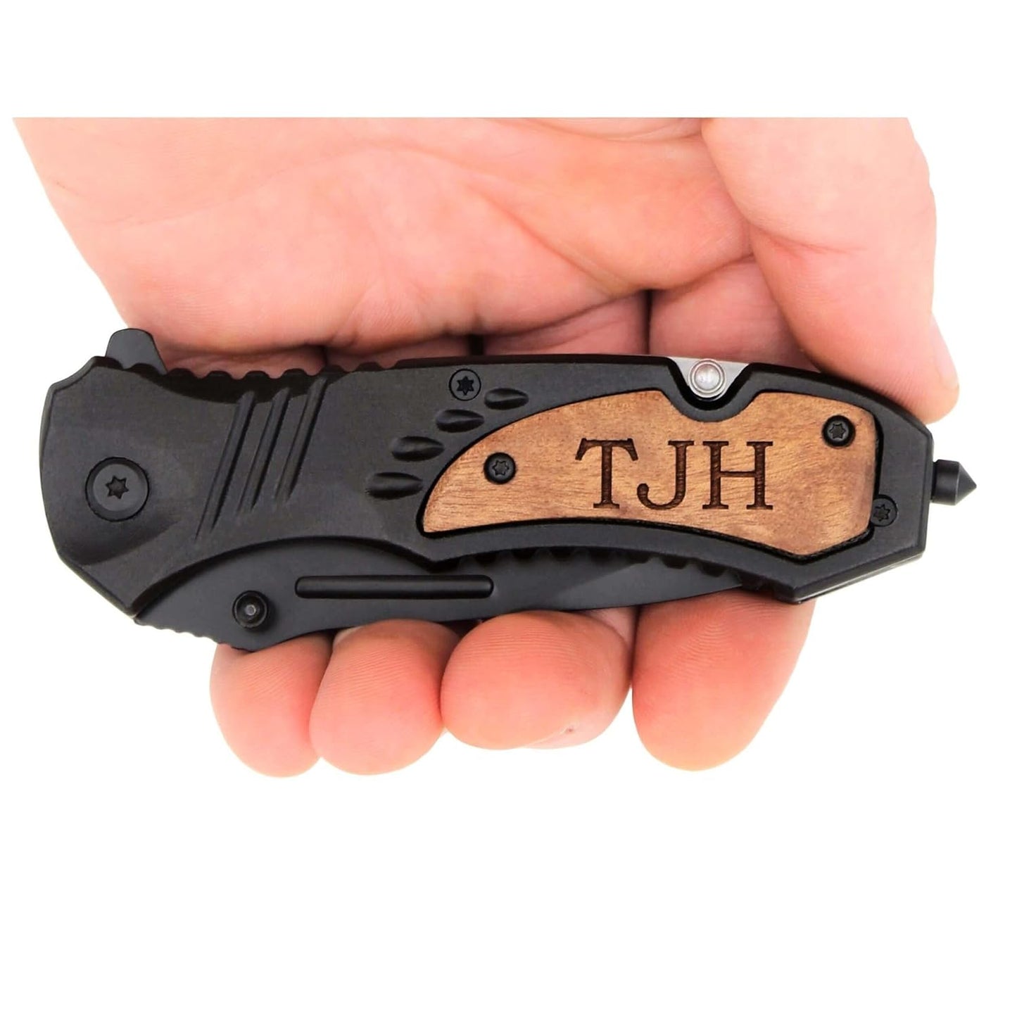 Personalized Gift for Father's Day, Engraved Pocket Knife For Everyday Carry, Pocket Knife with Clip for Valentine's Day, Groomsmen Gifts & Anniversary Gifts for Men, Black